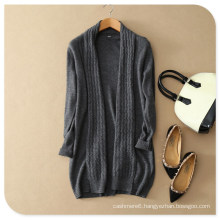Ladies′ Knitwear Pure Cashmere Knitting Long Cardigan Coat